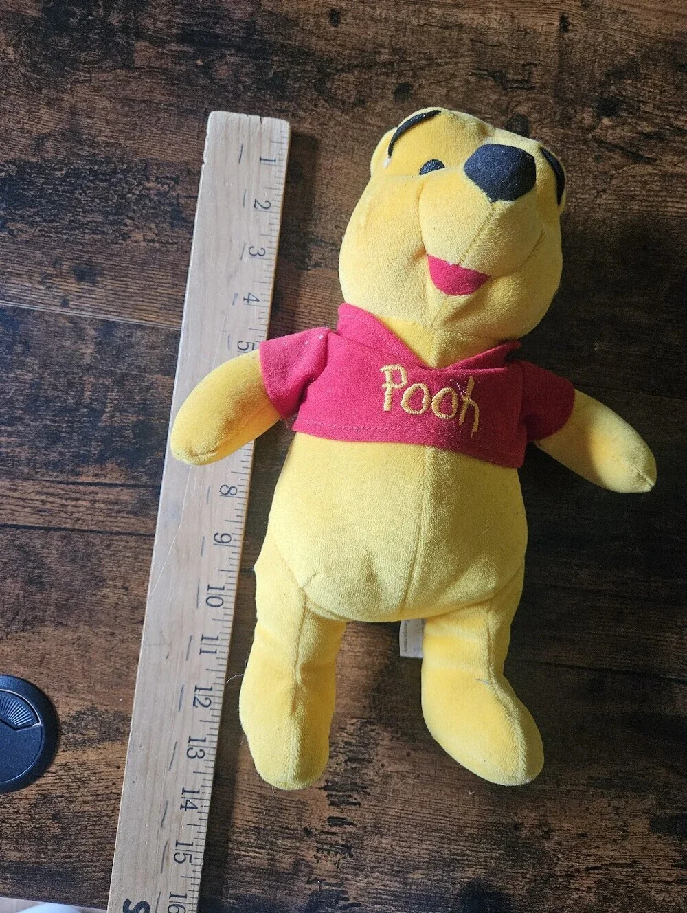Vintage Mattel Pooh Plush in Yellow with Red Shirt